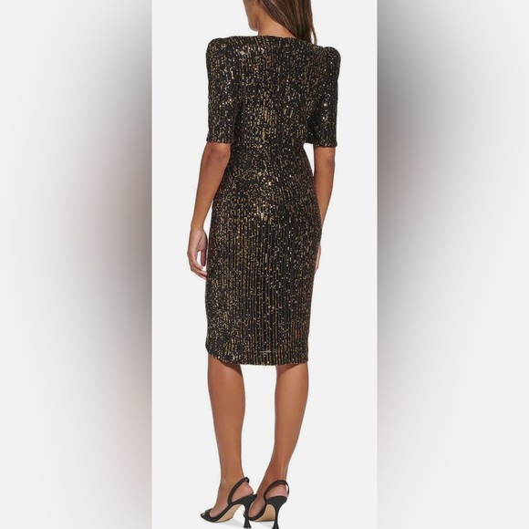 NWT Calvin Klein Sequins Ruched Asymmetrical Gold & Black Size 22W - Picture 4 of 14